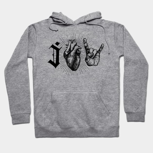 I Love Rock And Roll Music: Edgy Design For Music Lovers Hoodie by TwistedCharm